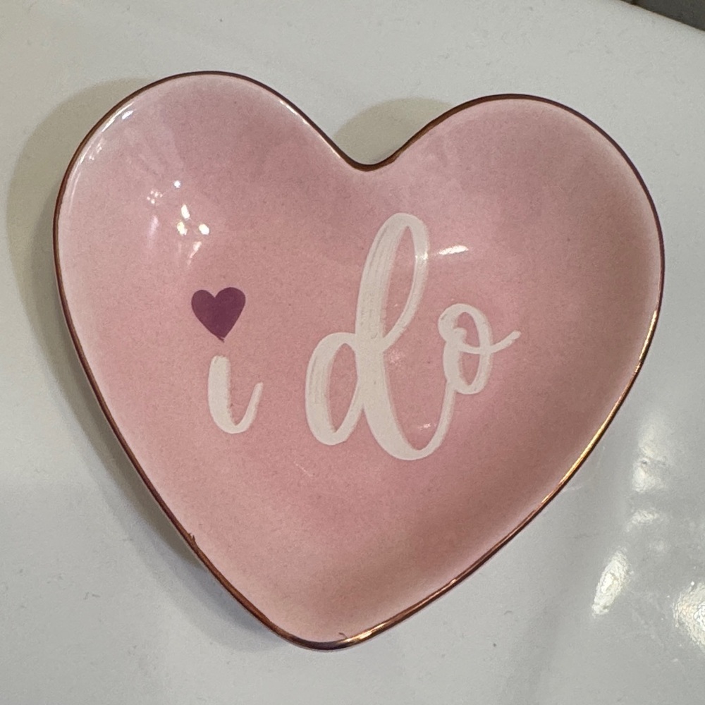Heart-Shaped Pink 'I Do' Dish